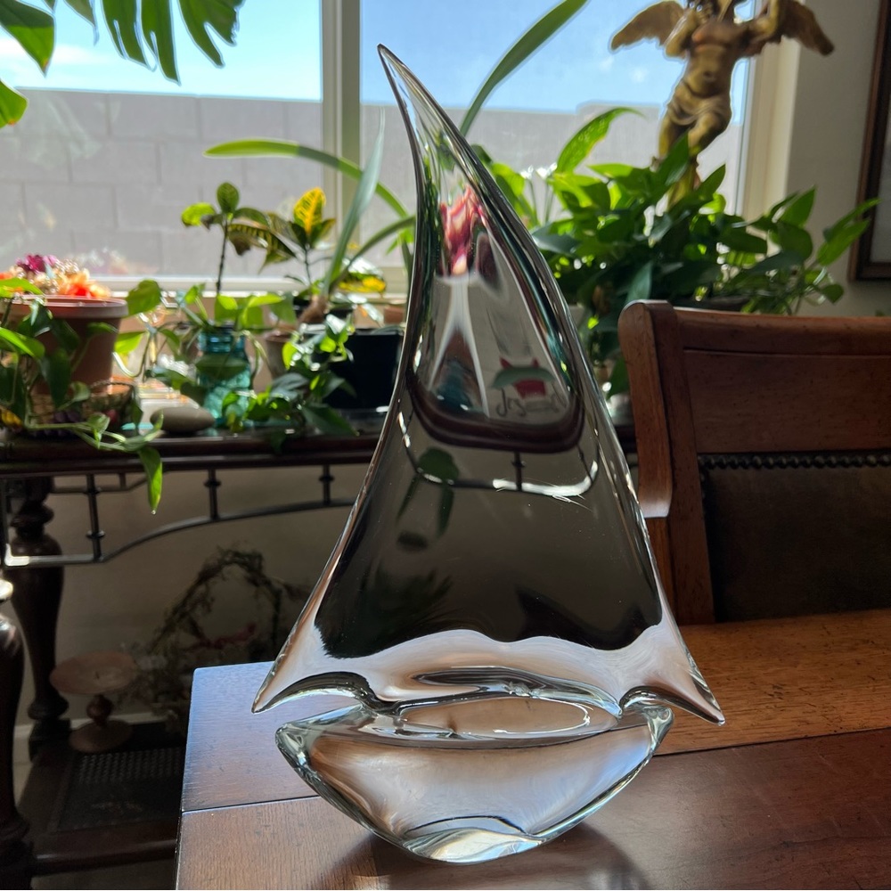 Vintage Murano Crystal Sailboat